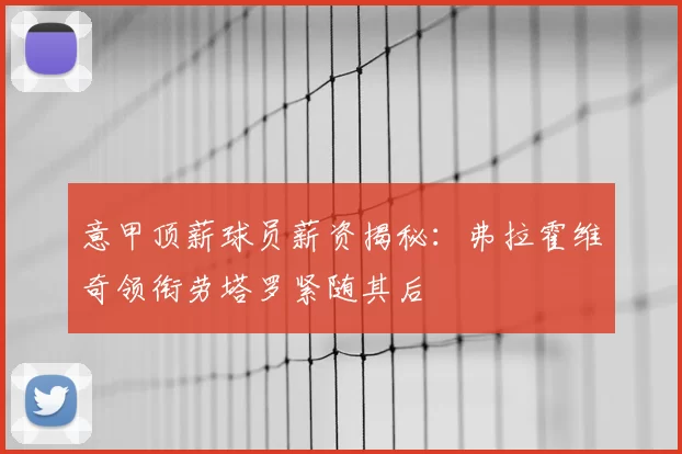 意甲顶薪球员薪资揭秘：弗拉霍维奇领衔劳塔罗紧随其后